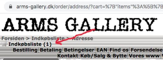 Bestillingsliste indkøbsliste ved varebestilling i Arms Gallery