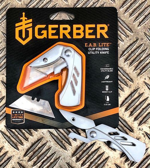 Gerber E.A.B. Lite foldekniv med udskifteligt vinduesskraberblad, stålgreb og clip