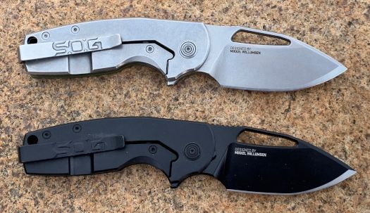 SOG Stout foldekniv med flipperåbning, designet af Mikkel Willumsen