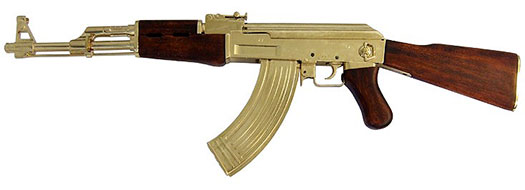 Guldfarvet AK47 kalashnikov