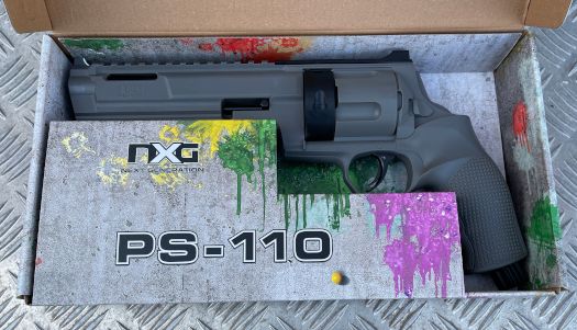 Paintballrevolver kaliber .68 kuslyredrevet 5 skuds paintballgun