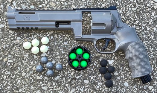 Paintballrevolver kaliber .68 kuslyredrevet 5 skuds paintballgun