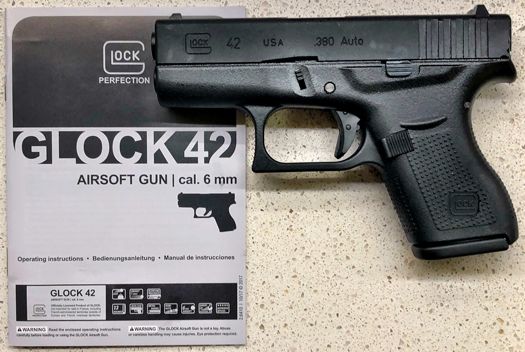 Glock 42 Uma 2.6410 gas blowback pistol, 6 mm BB softair