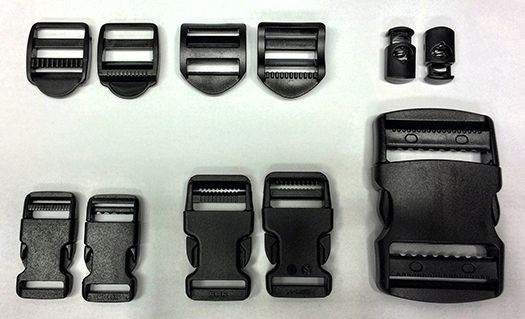 Pakke med diverse plastspænder buckle set 101 inc